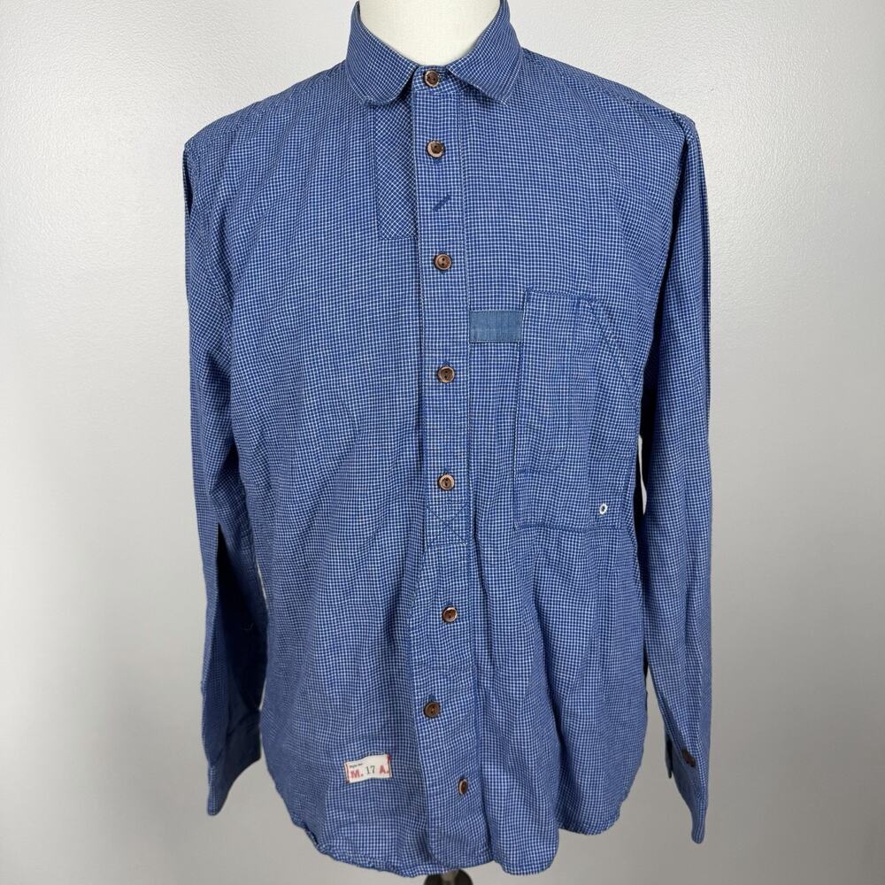 Marshall Artist Modern Tailoring Men’s XXL Blue Micro Check Button Up Shirt